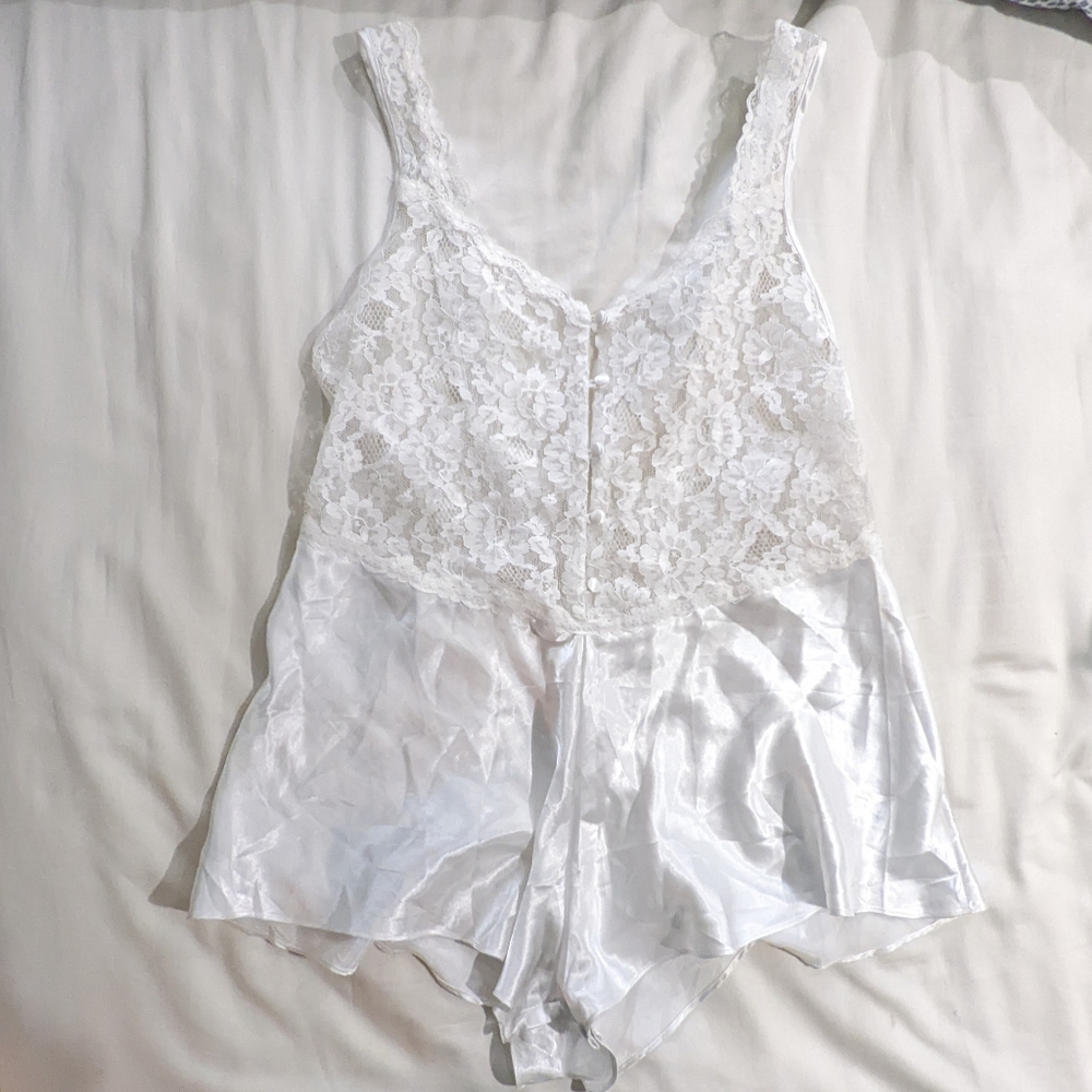 Victoria’s Secret Vintage Gold Label Teddy Romper Satin (Small)